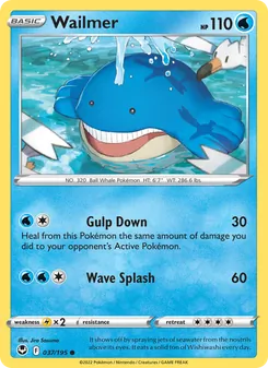 Wailmer card from Silver Tempest, number 037/195