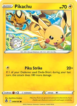 Pikachu card from Silver Tempest, number 049/195