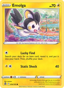 Emolga card from Silver Tempest, number 054/195