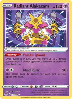 Radiant Alakazam card from Silver Tempest, number 059/195