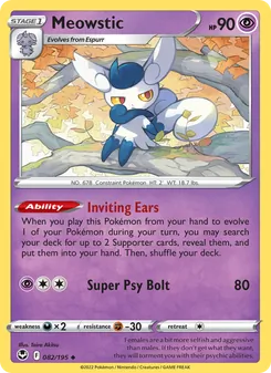 Meowstic card from Silver Tempest, number 082/195