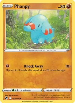 Phanpy card from Silver Tempest, number 091/195