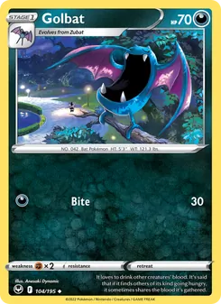 Golbat card from Silver Tempest, number 104/195
