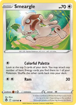 Smeargle card from Silver Tempest, number 137/195