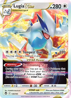 Lugia VSTAR card from Silver Tempest, number 139/195