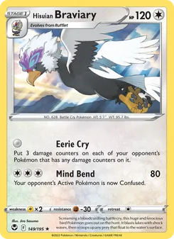 Hisuian Braviary card from Silver Tempest, number 149/195