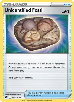 Unidentified Fossil card from Silver Tempest, number 165/195