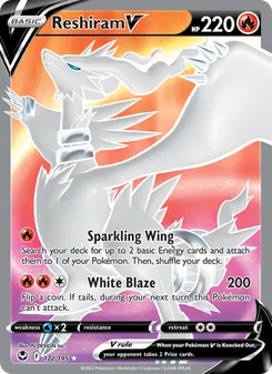 Reshiram V card from Silver Tempest, number 172/195
