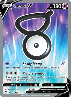 Unown V card from Silver Tempest, number 176/195
