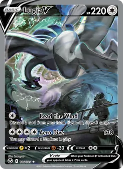 Lugia V card from Silver Tempest, number 186/195