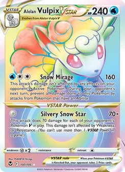 Alolan Vulpix VSTAR card from Silver Tempest, number 197/195