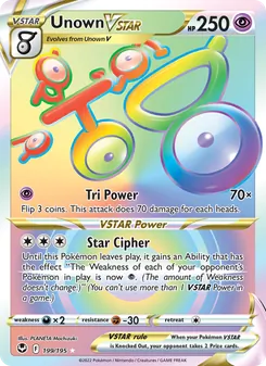 Unown VSTAR card from Silver Tempest, number 199/195