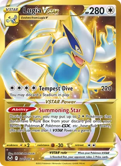 Lugia VSTAR card from Silver Tempest, number 211/195