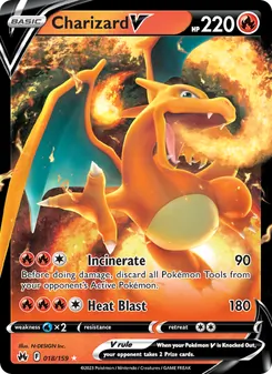 Charizard V card from Crown Zenith, number 018/159
