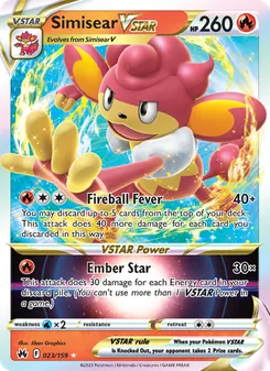 Simisear VSTAR card from Crown Zenith, number 023/159