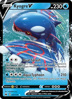 Kyogre V card from Crown Zenith, number 037/159