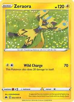 Zeraora card from Crown Zenith, number 052/159