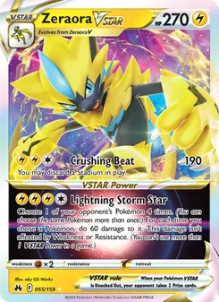 Zeraora VSTAR card from Crown Zenith, number 055/159