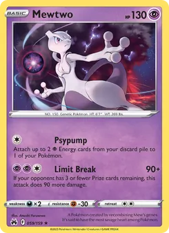 Mewtwo card from Crown Zenith, number 059/159