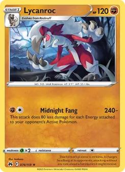 Lycanroc card from Crown Zenith, number 074/159