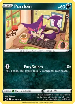 Purrloin card from Crown Zenith, number 077/159