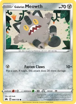 Galarian Meowth card from Crown Zenith, number 084/159