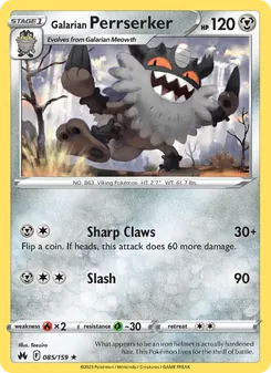 Galarian Perrserker card from Crown Zenith, number 085/159