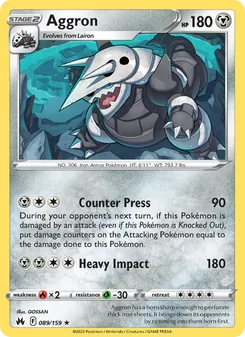 Aggron card from Crown Zenith, number 089/159