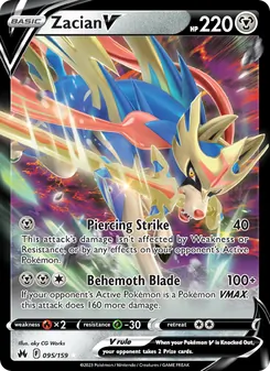 Zacian V card from Crown Zenith, number 095/159