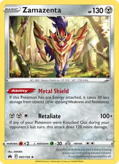 Zamazenta card from Crown Zenith, number 097/159