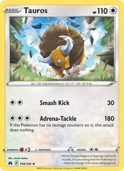 Tauros card from Crown Zenith, number 106/159