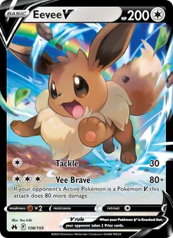 Eevee V card from Crown Zenith, number 108/159