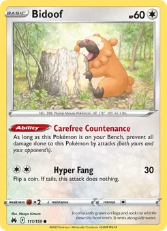 Bidoof card from Crown Zenith, number 111/159