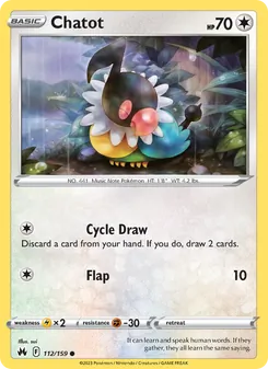 Chatot card from Crown Zenith, number 112/159