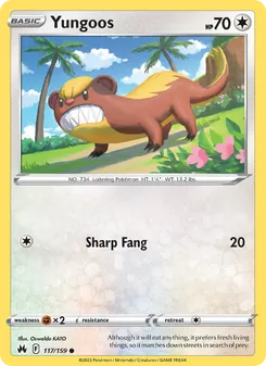 Yungoos card from Crown Zenith, number 117/159