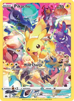 Pikachu card from Crown Zenith, number 160/159