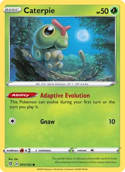 Caterpie card from Rebel Clash, number 1/192