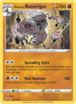 Galarian Runerigus card from Rebel Clash, number 102/192