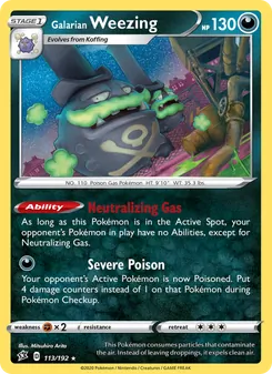Galarian Weezing card from Rebel Clash, number 113/192