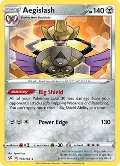 Aegislash card from Rebel Clash, number 135/192