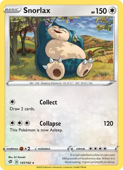 Snorlax card from Rebel Clash, number 141/192
