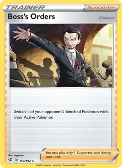 Boss's Orders (Giovanni) card from Rebel Clash, number 154/192