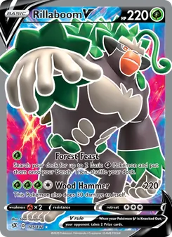 Rillaboom V card from Rebel Clash, number 175/192