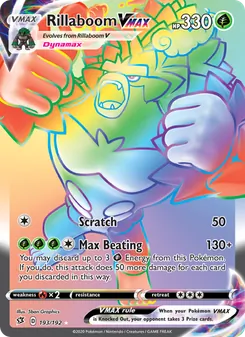 Rillaboom VMAX card from Rebel Clash, number 193/192