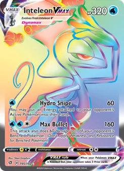 Inteleon VMAX card from Rebel Clash, number 195/192