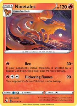 Ninetales card from Rebel Clash, number 25/192