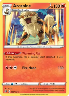 Arcanine card from Rebel Clash, number 28/192