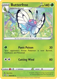 Butterfree card from Rebel Clash, number 3/192