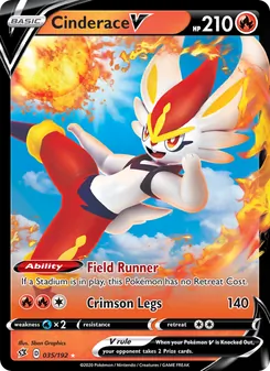 Cinderace V card from Rebel Clash, number 35/192