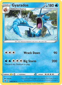 Gyarados card from Rebel Clash, number 40/192